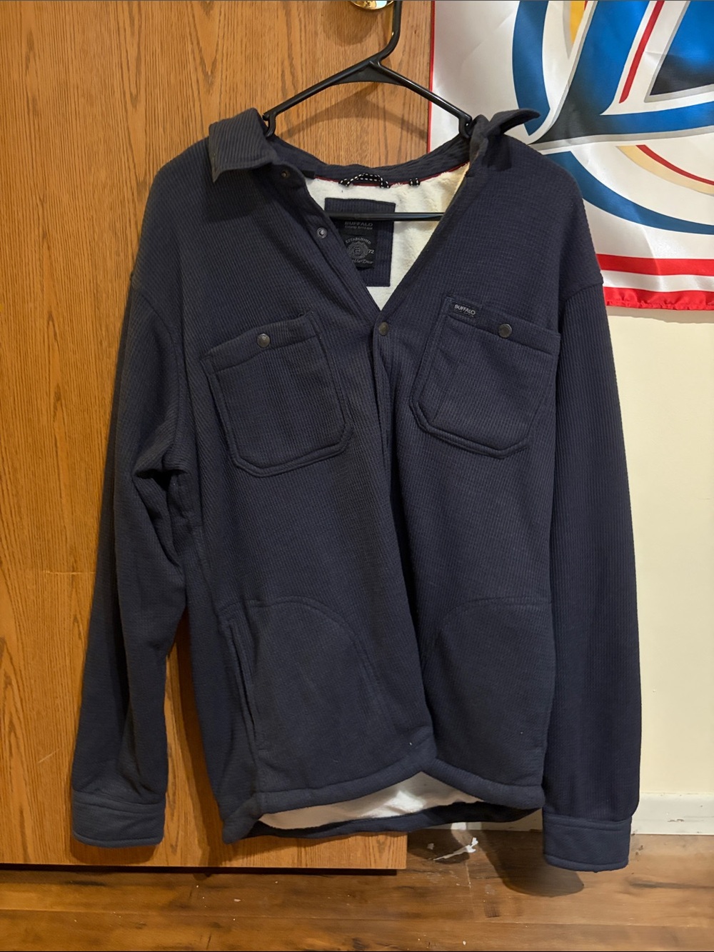 Buffalo David Bitton Men's Navy Zip-Up Quilted Fleece
